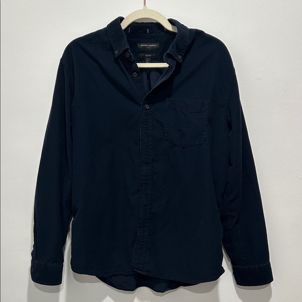 Banana Republic Navy Long-Sleeve Button-Down Shirt